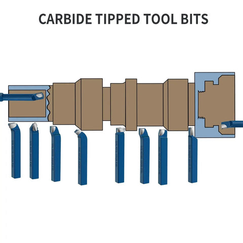 11 Piece Carbide Tip Lathe Cutter Tool Set With 10mm Shank For Metal Turning Boring And Chamfering High Quality 45 Steel Holders