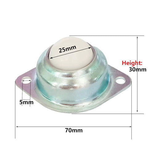 1 Inch Nylon Ball Bearing Casters With Roller Ball Transfer Units Set Of 6 showing detailed measurements