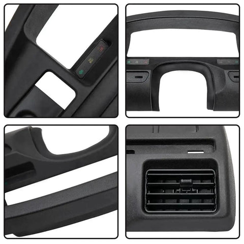 Dashboard Bezel For Ford F Series 1992 1997 Gas Engine ABS Plastic Adhesive in black, showing front and close-up angles