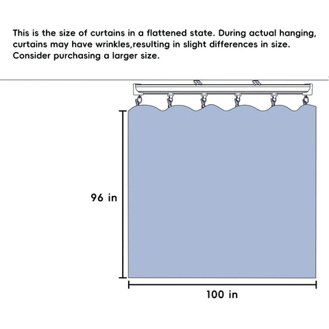 Room Divider Curtain Set With Bendable White Track And Blackout Black Drape Ceiling Mounted Privacy Screen For Bedroom Or Studio Extra Wide 1 Panel Width 8.3 Ft By Height 8 Ft shown flat with dimensions 100 x 96 inches