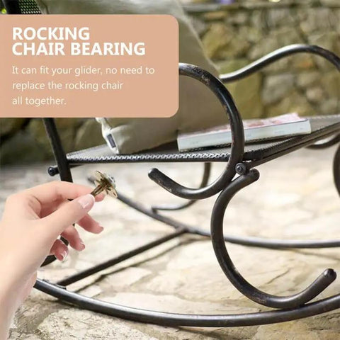Rocking Chair Bearings Replacement Kit Four High Precision Metal Bearings being installed on outdoor rocking chair