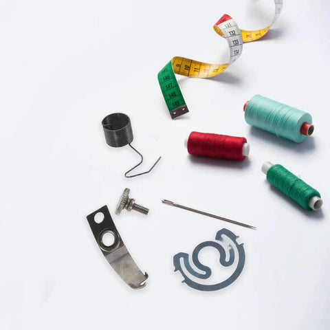 Pro Grade Sewing Machine Replacement Screw Kit With Spring Set For Industrial Flat Machines, featuring screws, springs, and sewing essentials.