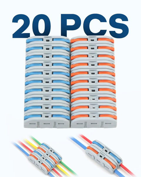 Eugiichr lever wire connectors, 20 pcs, blue and orange inline push-in terminals for AWG 28-12 cables