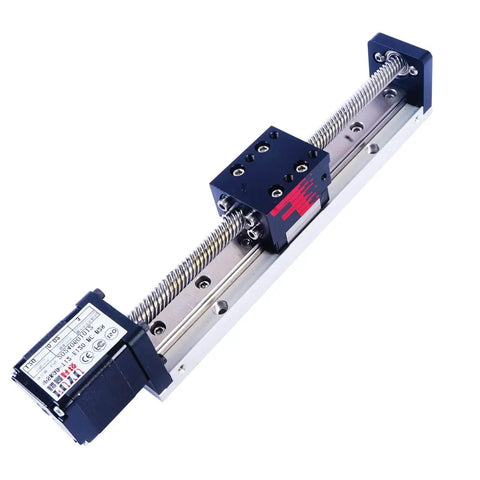 Mini Linear Guide Rail Stage with NEMA 14 stepper motor, 50 to 300mm stroke, CNC precision motion, DIY builds, side view