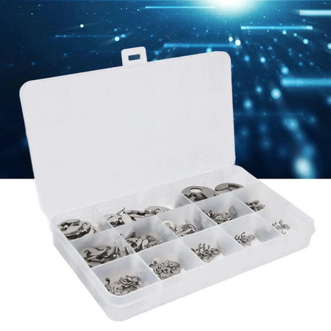 Beefy E Clip Circlip Retaining Ring Set 604 Stainless Steel Assortment Kit For Bearings And Gears Includes 1.5mm To 15mm Sizes