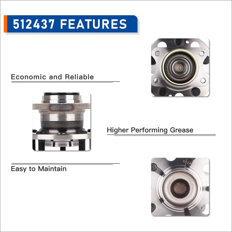 Set Of 2 Rear Wheel Bearing Hub Assemblies With ABS For Hyundai Azera Sonata Tucson Sportage And Kia Cadenza Optima Rondo, features