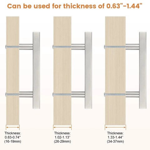 Pack of 10 Satin Nickel Stainless Steel Cabinet Handles with 76mm Hole Centers 127mm Overall Length for door thickness variations