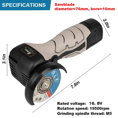 Cordless Angle Grinder Kit 19500 RPM With Two 16.8V 2000mAh Batteries 5 Cutting Discs Mini Electric Grinder Tool