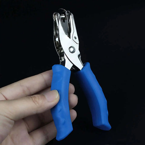 1/4 Inch Single Hole Punch Handheld Paper Punch With Soft Grip Handle, Durable Metal Construction, Easy Grip, Blue