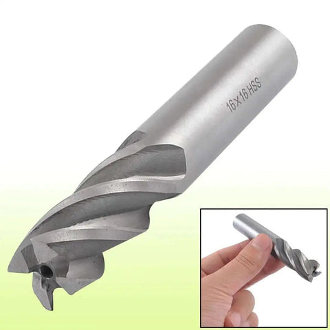 Beefy 16mm HSS End Mill With 16mm Shank 4 Flute Milling Cutter For Metalworking Straight Shank 95mm Total Length 32mm Cutting Depth