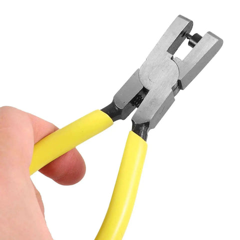 Heavy Duty Handheld Single Hole Punch Plier for Office and Craft Use, Metal Paper Puncher with yellow handle in hand