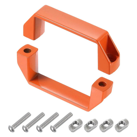 Orange 10-pack rectangular aluminum alloy pull handles with 90mm center hole, screws, and nuts for doors, drawers, cabinets, and garages.