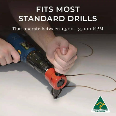 Hands using Pro Grade Sheet Metal Nibbler Bundle With Drill Attachment for Smooth Curves and Circles, Australian Made