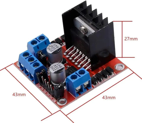 Two Pack L298N Motor Driver Controller Board Dual H Bridge Module, dimensions 43x43x27mm, for Arduino and Raspberry Pi