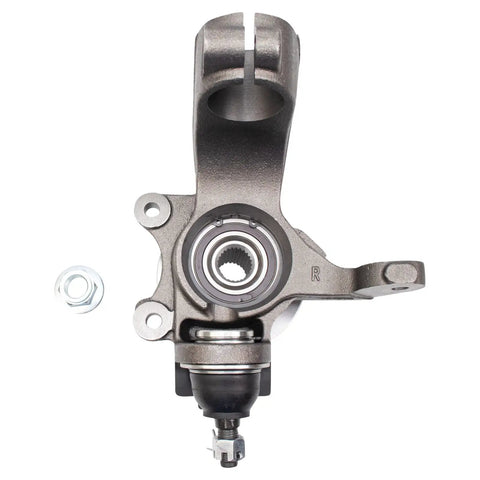 Front Passenger Side Wheel Bearing Hub Assembly For Ford Transit Connect Replacement - Durable OE-Grade Hub - Easy Install - No-Fuss Front Right Wheel Fit - LK014 featuring a grey metal structure with axle nut