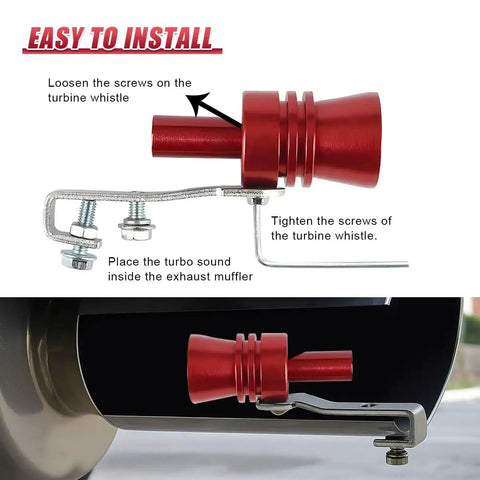 Red Universal Car Exhaust Whistle Aluminum Alloy Tail Pipe Roar Sound Booster installed on muffler