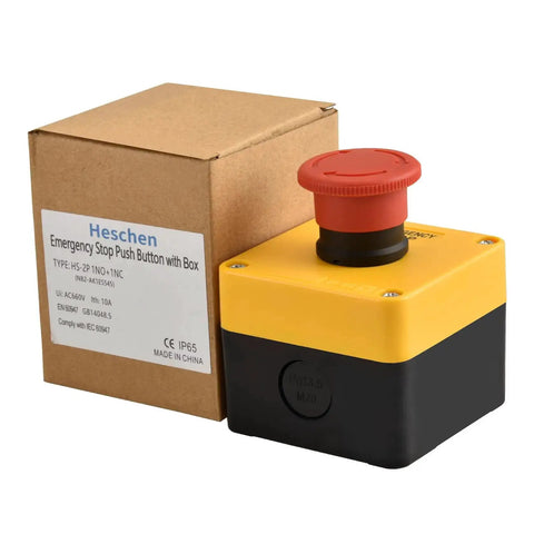 Industrial Red Mushroom Emergency Stop Switch Station 1NO 1NC DPST Push Button Switch Latch Action 660V 10A Waterproof
