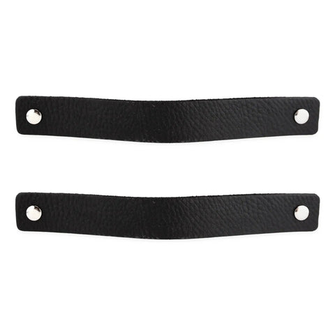 Black Leather Drawer Pulls 2 Piece Set Measuring 7 7/8 By 1 1/2 Inches Leather Handles For Cabinets And Dressers shown front view
