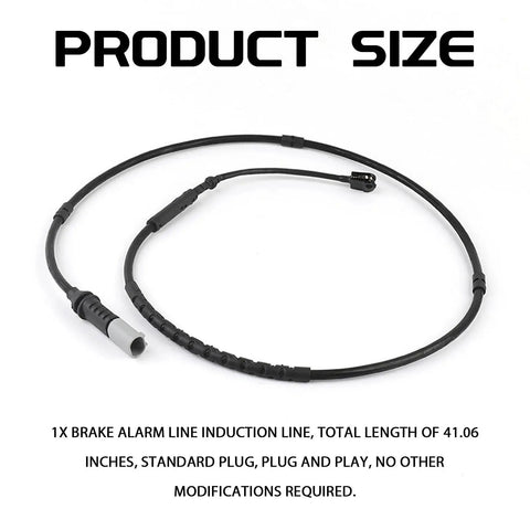 QKYS rear brake pad wear sensor cable for BMW, black wire with plug ends, 41.06 inch length