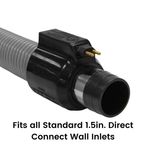 Close-up of 35 Foot Central Vacuum Hose With 360 Degree Swivel Handle Three Way On Off Switch Direct Connect End