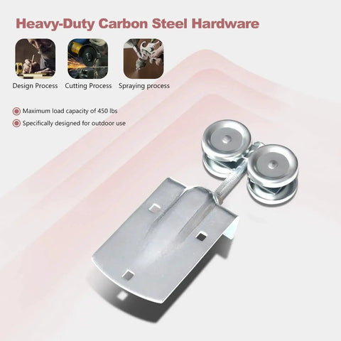 Heavy Duty Exterior Sliding Barn Door Hardware Kit In Galvanized Steel 450 Lb Capacity 10 Ft Track Outdoor Use display
