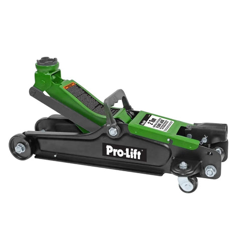 2 Ton Floor Jack Hydraulic Trolley Lift For Home Garage Shop 4000 Lbs Capacity in steel with green accents, side view