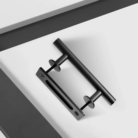 10 Inch Sliding Barn Door Handles And Pulls Set Rustic Double Sided Hardware Heavy Duty Matte Black Powder Coat Finish Easy Install Solid Steel