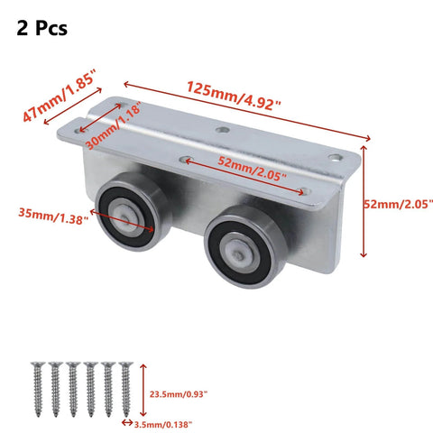 Beefy Heavy Duty Sliding Door Rollers 4 Wheel Trolley for Barn or Shed Replacement, 50mm Strut Channel, 35mm Wheels, Galvanized