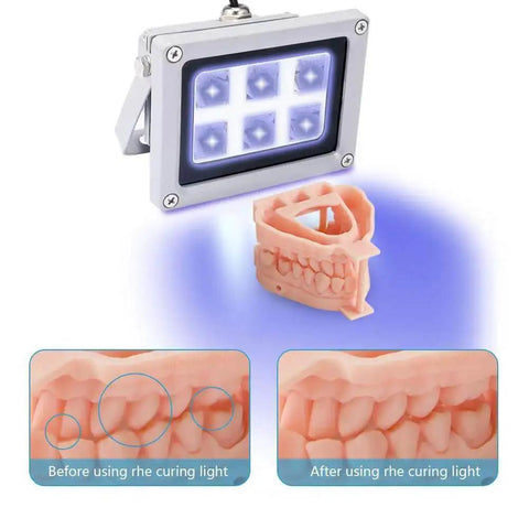 UV Resin Curing Light For 3D Printers With 360 Degree Rotating Solar Turntable 6x405nm LEDs solidifying dental model resin