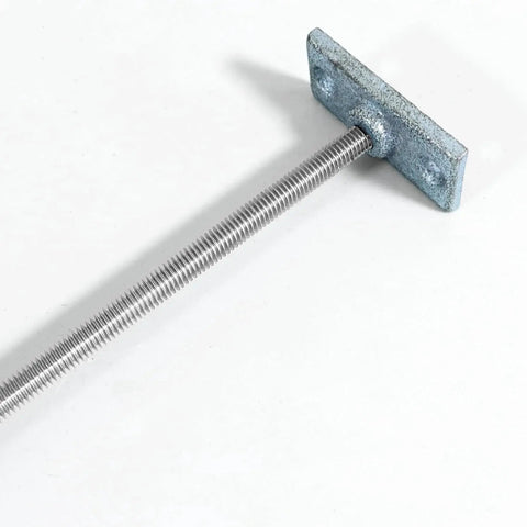 Close-up view of 4 Pack 3/8-16 Fully Threaded 304 Stainless Steel Rods 12 Inch Right Hand Thread with metal plate.