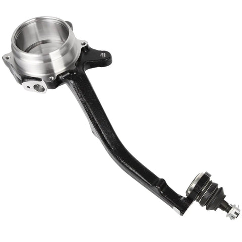 Bolt On Front Wheel Hub Bearing And Steering Knuckle Assembly For Toyota 4Runner 1996 To 2002 Sequoia 2001 To 2003 Tacoma 1995 To 2004 Tundra 2000 To 2003 Twin Pack Plug And Play Design For Quick Install And Durable Performance, side view of a metal assembly