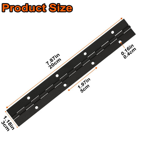 Piano hinge, black stainless steel 304, 8-inch continuous hinge strip, 4-pack for doors cabinets windows.