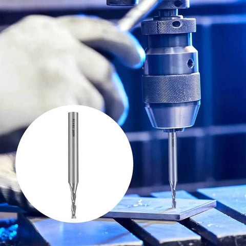 End Mill Set One Eighth Inch Shank Four Flute HSS End Mills One Quarter Inch Cutting Diameter Milling Cutter Drill Bits For Wood Nylon Aluminum Steel Titanium Five Piece Pack on CNC machine