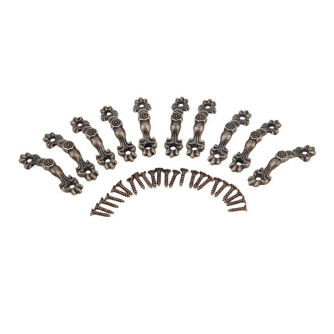 Antique Brass Mini Drawer Pulls Set Of 10 For Jewelry Boxes And Small Cabinets Arch Shape Hardware 1.69 X 0.43 Inches With 30 Mm Hole Spacing
