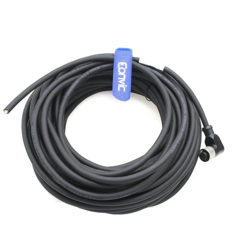 Right Angle M12 8 Pin A Code Female Industrial Sensor Connector with Shielded Waterproof Aviation Cable 10m coiled.