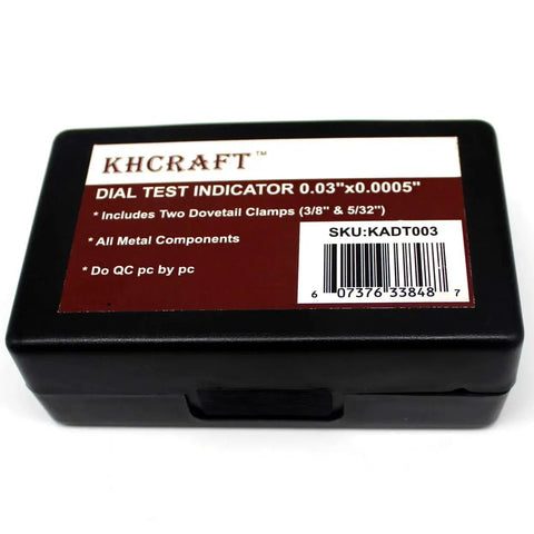 Pro Grade Dial Test Indicator KHCRAFT 0 To 0.03 Inches Range With 0.0005 Inch Graduation black storage case