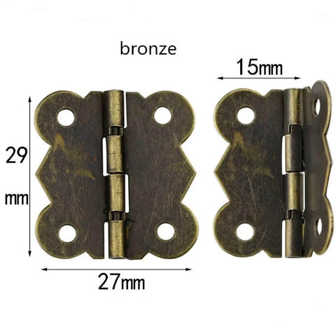 Miniature Butterfly Hinge Set For Dollhouses And Tiny Boxes Gold Silver Bronze 29mm X 27mm 10Pcs Or 20Pcs bronze hinge