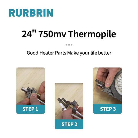 RURBRIN 24-inch 750mV thermopile generators, aluminum, 2 pcs, three-step installation guide images