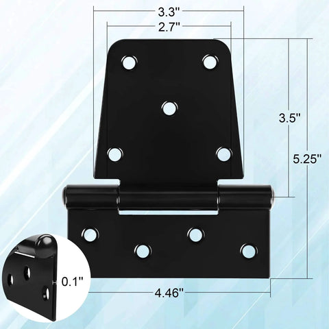 Heavy Duty Gate Hinges 3.5 Inch 6 Pack Extra Thick Industrial T Barn Door Hinges for Large Wooden Gates, black iron finish, rust resistant.