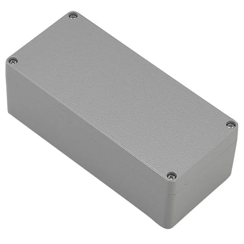 IP66 Waterproof Cast Aluminum Junction Box for Outdoor Electronic Projects, angled view, showing screw-secured lid and durable finish.