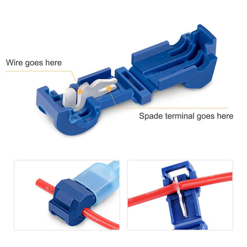 Nilight 50004R blue nylon quick-splice wire terminal kit with insulated male spade terminals for automotive use, 120 pcs