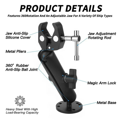 Stabilizer Mount For Trolling Motors Reduces Bounce And Vibration On Rough Rides 360 Degree Adjustable Bracket With Non Slip Silicone Cap
