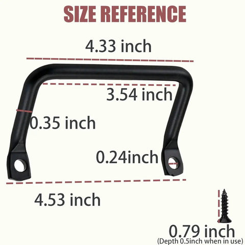 Size reference for Matte Black Cabinet Hardware Handle Pull Set Of 4 For Cabinets And Drawers, includes screws