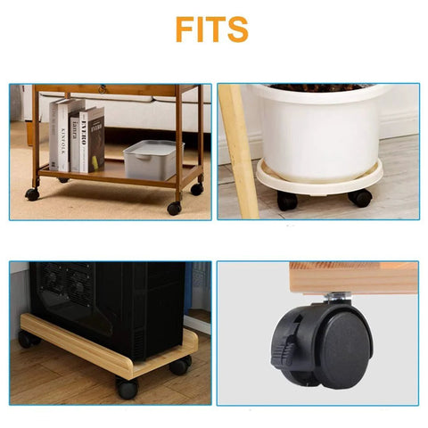 Furniture with 4 Pieces M8 Swivel Stem Caster Wheels With Locking Brakes Nylon Replacement Caster For Furniture Wheel Diameter 39mm
