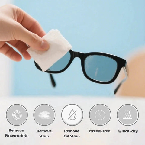 Using Streak Free Lens Wipes for Glasses Phones and Cameras Quick Dry Safe for Coated on sunglasses to remove stains.