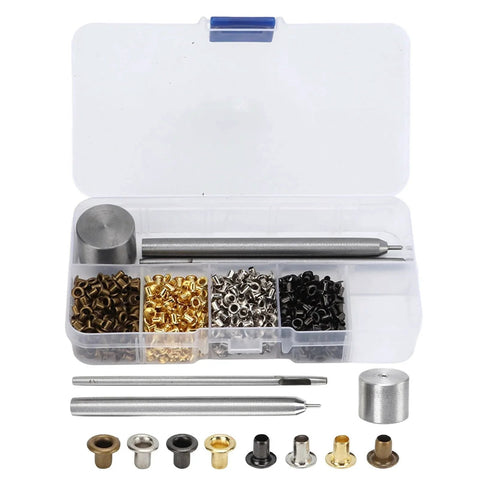 2mm Grommets Eyelets Kit With Tool 800Pcs 4 Colors Copper Plated Grommet Kit For Shoes Bags in plastic storage box