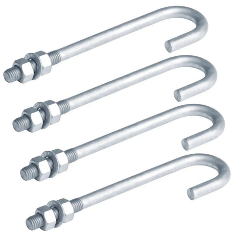 4 Pack J Bolt Anchor Set Five Eighths Inch By Eleven Threads For Concrete Posts Decks And Fences Hot Dip Galvanized Steel