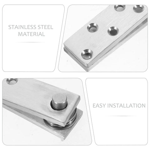 Hidden Door Hinge Kit 360 Degree Rotation Concealed Pivot Hardware For Secret Doors Bookshelves Bookcases And Cabinets Heavy Duty Stainless Steel Silver 5.8mm Thick DOITOOL shown with stainless steel material and easy installation text.