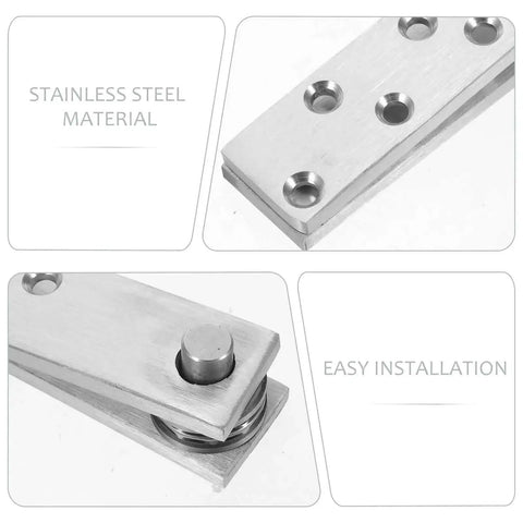 Close-up of Heavy Duty Hidden Door Hinge 360 Degree Stainless Steel Pivot Concealed Hardware with easy installation.