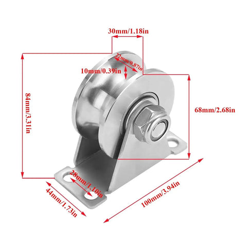 U Groove Gate Track Roller Set With Stainless Steel Construction Heavy Duty Sliding Gate Wheels dimensions detailed view